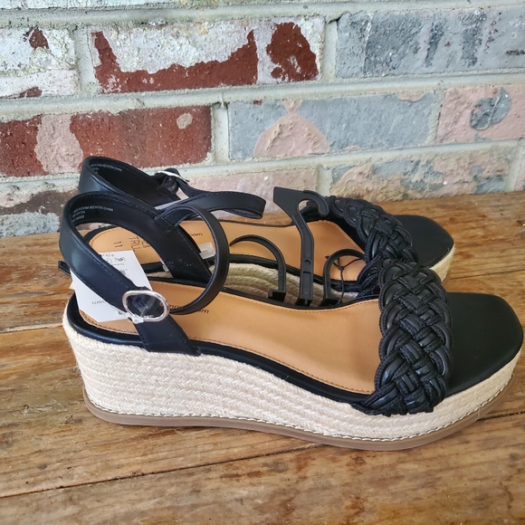 NWT Time & Tru Black Braided Memory Foam Womens Wedge Heel Shoes Size 11 - Picture 6 of 6